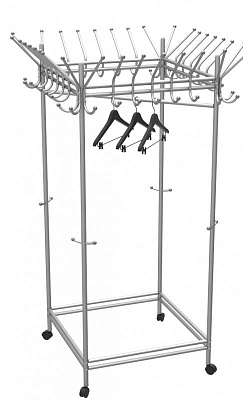 Размеры: 1050х1050х1810 Общественная вешалка - мобильный гардероб.